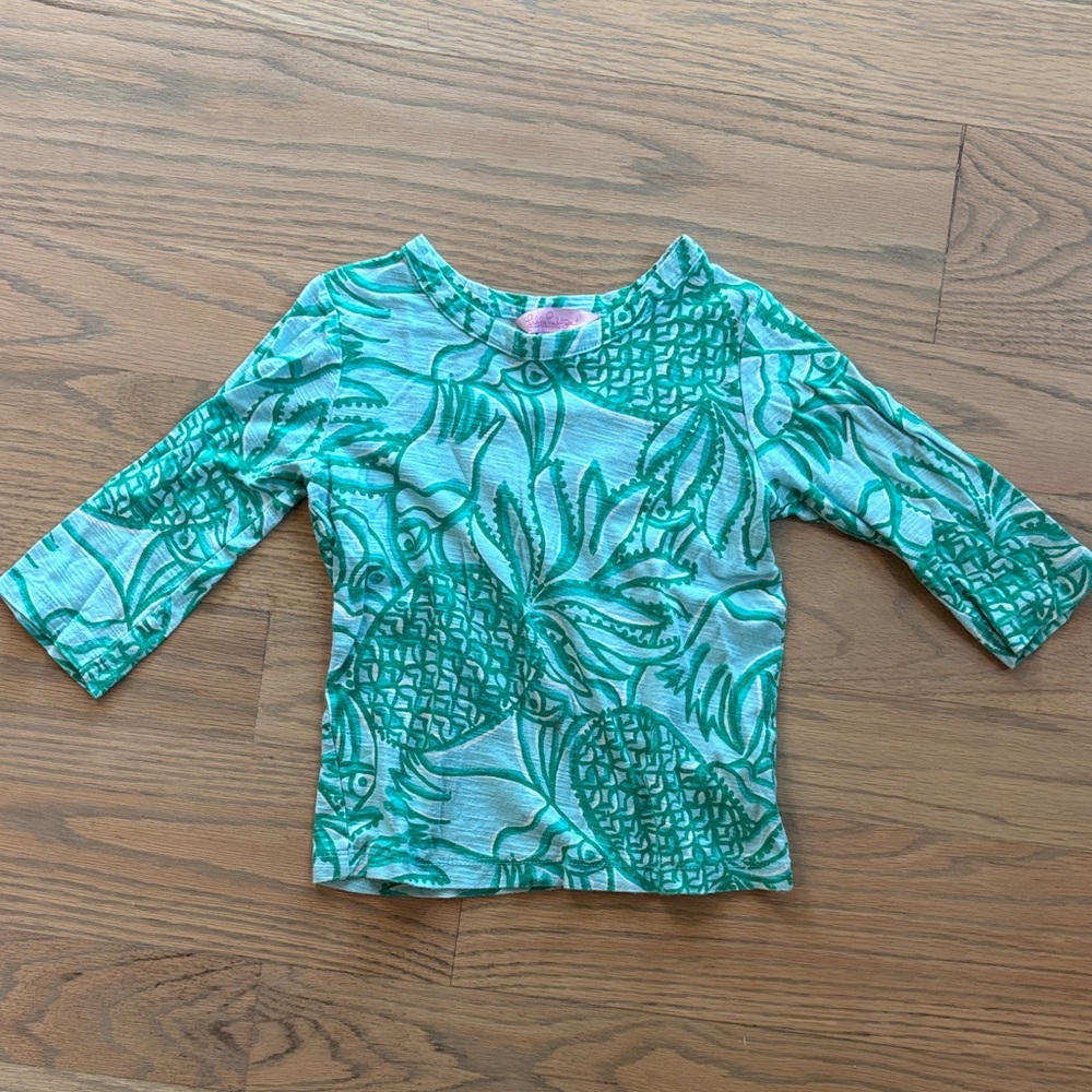 Lilly Pulitzer Green Tropical Long Sleeve Tee, size Small 4-5 years